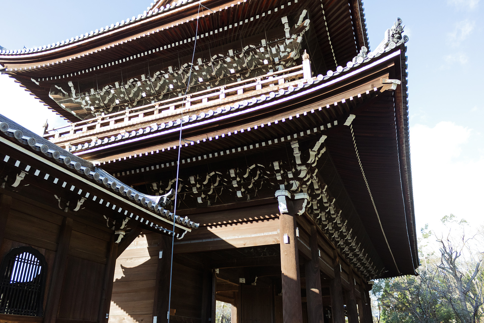 Roof of a buddhist temple seen from below.